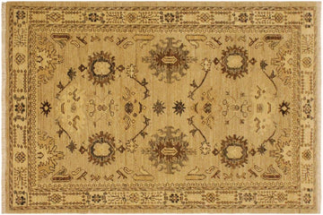handmade Traditional Kafkaz Chobi Ziegler Tan Lt. Brown Hand Knotted RECTANGLE 100% WOOL area rug 4 x 6